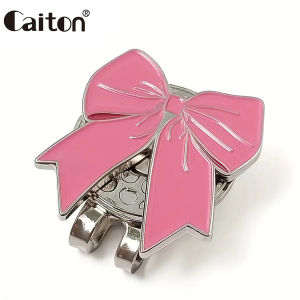 Caiton Pink Ribbon Golf Hat Clip with Magnetic Ball Marker Cute Cap Accessory for Women Ideal for Practice or Golf Games