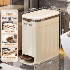 Luxury Bathroom & Living Room Press Step Trash Can Large Capacity