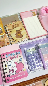 ชุดเครื่องเขียน ลายการ์ตูน 5/6ชิ้นแบบพกพา ปากกา/กระดาษโน้ต/กระจก/เครื่องคิดเลข/ดินสอ/ยางลบ อุปกรณ์การเรียน พร้อมส่งในไทย