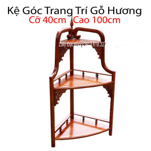 Kệ góc 3 tầng trang trí phòng khách gỗ hương cao 100cm