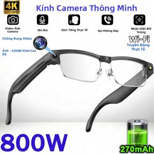 Kính Thông Minh 2026 Camera 800W Chống Rung Gọi Bluetooth Trợ Lý Giọng Nói AI Dịch Thuật Thời Gian Thực 1080P Chống Nắng