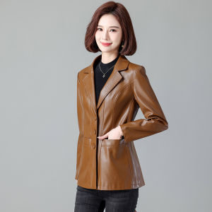 Haining Genuine Leather Clothes Womens Short Small Silm K-style Figure Flattering Leather Jacket Womens Sheepskin Suit Outwear Fashion