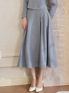 Roey s house | Elegant Simple Gray Blue Large Hem Womens Skirt