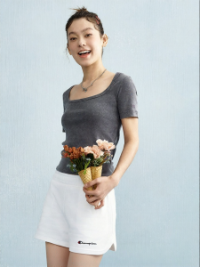 Champion | Áo Thun Bông Co Dãn Ôm Body