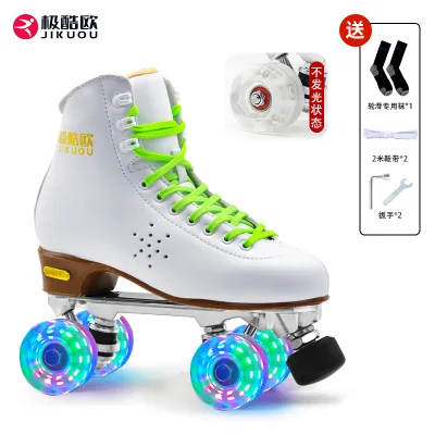 Double Row Skates Adult Male and Female Four-Wheel the Skating Shoes Adult Pulley Professional Bearing Speed Pulley Pattern Roller Skates
