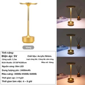 Đèn Bàn LED Sạc Lại Được GGbingo Cảm Ứng Chạm Đèn Ngủ Không Dây Dùng Để Đọc Sách Trang Trí Phòng Ngủ Khách Sạn Quán Bar Phong Cách Art Deco