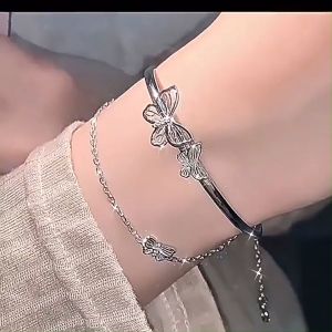 【Bestella✨COD】Gelang Kupu-Kupu Berlian Setengah Bangle Flash Gelang Lapisan Ganda Gelang Super Abadi