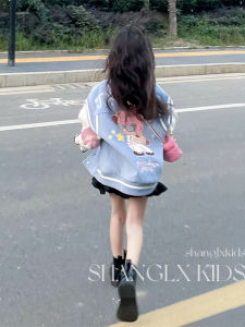 เสื้อแจ็คเก็ตเบสบอลหมีฤดูใบไม้ร่วงสำหรับเด็กผู้หญิง ฤดูใบไม้ผลิและฤดูใบไม้ร่วง 2025 ใหม่ แฟชั่นเกาหลี เสื้อผ้าเด็ก