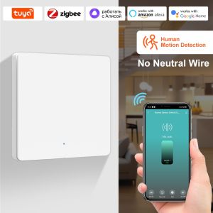 Tuya Smart Zigbee Switch Human Motion Sensor Switch No Neutral Wire Required 1/2/3 Gang Smart Home Support Alexa Google Home