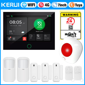 Kerui | KERUI 4G 2G Wireless Home Alarm 7-inch Large IPS Touch Screen Panel Tuya Smart GSM WiFi Alarm Security System Burglar Alexa G70