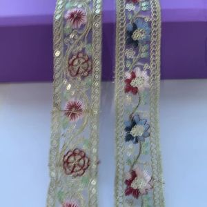 2m/6.56ft each Pack big wide gold lace embroidery bar trim sewing curtain accessory handmade DIY craft ribbons dress decorations