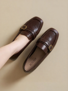 Josiny | Chunky Heel Loafer Womens 2026 British Style Thick Soft Sole Slip-On Commuter Shoes