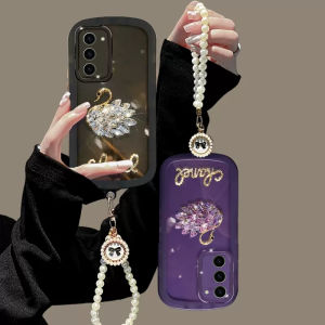 Phone Case Samsung Galaxy S23 S22 S21 Ultra + Plus 5G Elegant Luxurious Rhinestone Swan Pearl Lanyard Casing Lens Protection Solid Color Transparent Soft Cover 2023
