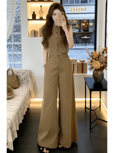 Shalldoer | Bộ Áo Vest và Quần Ống Rộng Phong Cách Hàn Quốc Dành Cho Nữ