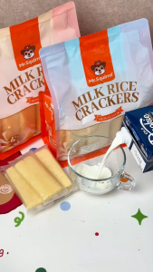 Mr.Squirrel 24PCS Rice Crackers Milk & Cheese Flavors Delicious Ready to Eat snacks