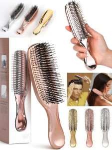 หวีนวดหนังศีรษะแบบชุบด้วยไฟฟ้า – ทำความสะอาดอย่างล้ำลึก เรียบลื่น และเงางามไม่มีปมสำหรับการดูแลเส้นผมเปียกหรือแห้งทุกวัน