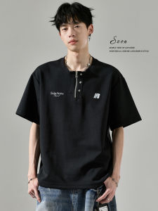 SZON | Áo Thun Polo Cổ Henry Tay Ngắn