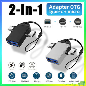 【Ready Stock】2 in 1 USB OTG Adapter USB to Micro Usb Type C OTG Converter Usb C 3.0 Data Transfer for Flash Disk Mouse Connector Phone Tablet