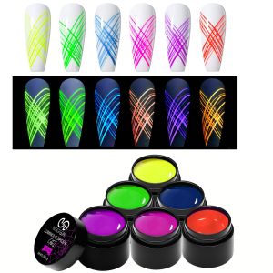 6Pcs Line Gel Nail Polish Set Semi Permanent UV Gel For DIY Painting Drawing Manicure Varnish Nail Art Liner Gel Brushed Glue