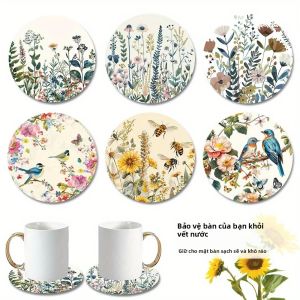 Thiết Kế Họa Tiết Hoa Retro Bộ Đế Lót Ly Bằng Gỗ 2D Cách Nhiệt Chống Trơn Trượt Cho Quán Cà Phê Văn Phòng Thanh Trang Trí Nhà Chụp Ảnh Chống Đỡ Quà Tặng