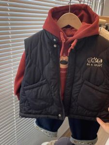 Thickened Fleece Hooded Sweatshirt Childrens Winter Clothes Red Color Festive New Year Visiting Outfit Baby Coat Jacket