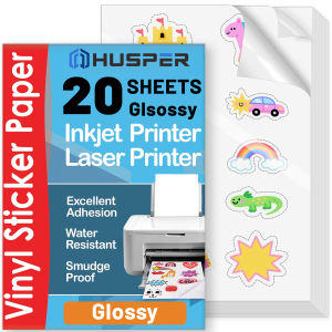 10/20 Pcs A4 Glossy White Vinyl Sticker Paper - Self-Adhesive Waterproof Inkjet & Laser Printer Compatible Ideal for DIY Craft