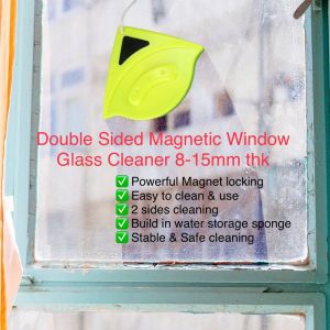 Double-Sided Window Cleaner Glass Wiper Magnetic Cleaning Tools Glider Washing Glass Cleaning Brush For High-Rise Double Glazed Windows Thickness 8-15Mm