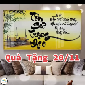Tranh treo tường chữ Thư Pháp Tráng gương cao cấp- Decor Tranh chữ Tri Ân tặng thầy cô giáo Ý Nghĩa ngày 20/11