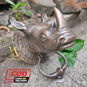Ketukan Pintu Kuningan Antik Motif Badak Bercula Satu 1 Pcs