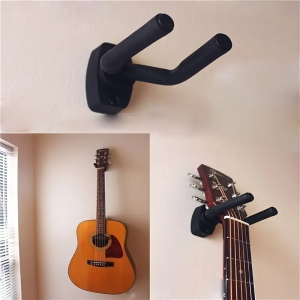 1pc Black Dual Guitar Wall Mount – Space-Saving Hook for Acoustic & Electric Easy Install Home Studio