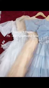 Đầm công chúa tay phồng xếp tầng kết hoa nổi siêu xinh TRIPBLE T DRESS - size M/L - MS367V