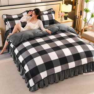 Thickened Coral Fleece Double Sided Flannel Bed Set