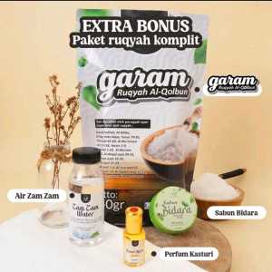 [ GRATIS ONGKIR ] Garam Ruqiah Al Qolbun 1 Paket Media Ruqiah Garam Sabun Bidara Parfum Kasturi kijang dan Air Zam Zam 100% Asli