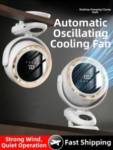 Portable Mini USB Fan Clip-On Desk Fan Quiet Office Outdoor Use Automatic Oscillation Long Battery Life High Wind Power Fan