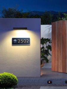 Solar Powered Outdoor Wall Lamp Home Yard Lighting Waterproof Guest House Villa Entrance Signboard Gate Number Wall Light