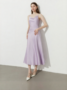 D-PLAY | Muse Series Purple Dress Satin French Style Long
