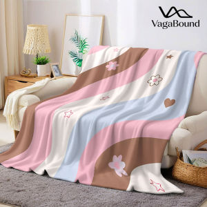 Pastel Wave Hearts Floral Flannel Blanket Warm Soft Halloween Christmas Decorative Couch Warm Cozy All-Season Gift