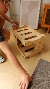 BOB PET Cat House Cat Bed Cat Scratch Board No Crumbs Vertical Double Layer Superimposed Wooden Wood Cat House 2 Scratcher Cat Assemblable Wooden Board Bed Funny w/ Scratching Pad Kitten Rest Room