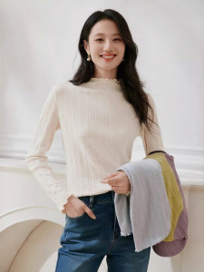 XIANGYING | Ruffled Semi-High Neck Womens Winter Sweater