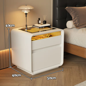 Modern Minimalist Bedside Table Nightstand with Light and Password Lock