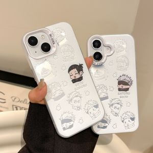 New Colorful Silver Five Lines Wukong iPhone Case Cartoon Creative Style Hard PC Shell Anti-Fall Large Hole for Couples
