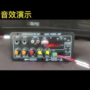 D10II Upgrade With Display 8-12 Inch Speaker AC220V DC12V-24V Digital Bluetooth Stereo Amplifier Board Subwoofer Dual Microphone
