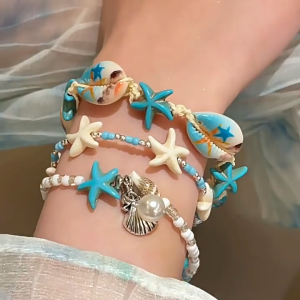 Ganten🍎Gelang Serbaguna Gaya Bohemian Gelang Bintang Laut Kerang Keong Gelang Manik-manik