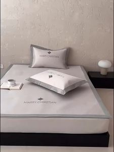 Bộ Đệm Tre Ba Mảnh Cao Cấp Thêu Họa Tiết Kháng Khuẩn Chống Kính Cảm Giác Mát Lạnh Gập Được