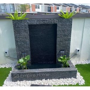 Feng Shui W17 Fiberglass 6x3x5.5 Wall Water Pond Kolam Air Garden Water Feature 风水流水喷泉瀑布池 Koi Fish Outdoor Waterfall