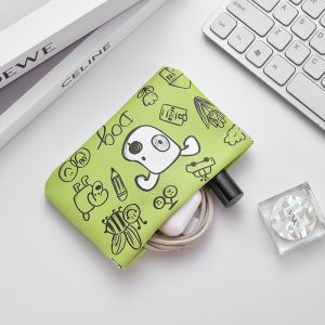 Portable Mini Automatic Closure Data Cable Storage Bag Earphone Coin Power Bank Mobile Hard Disk Pouch Digital Accessories