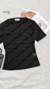 Áo thun nữ YOUNGER BY CARDINA in chữ nổi bật chất thun co giãn dáng ôm 5YAFC06