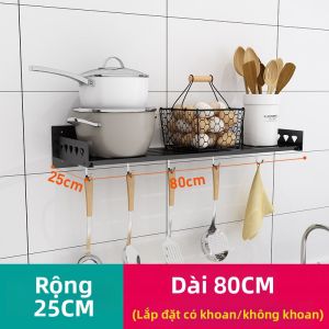 GUANGMANZHI | Giá Đỡ Lò Vi Sóng Treo Tường Không Cần Khoan Thép Không Gỉ Màu Đen