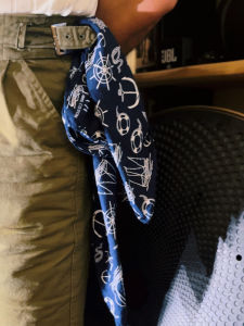 Hot Time Pure Cotton Double-Sided Japanese Retro Vintage Sailor Style Boat Anchor Square Scarf Ins Headscarf Motorcycle Scarf