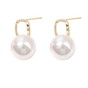 Safufa Replicated Diamond Artificial Pearl Earrings Pair Vintage Fashionable Design Sensation Ear Jewelry Earrings 817728